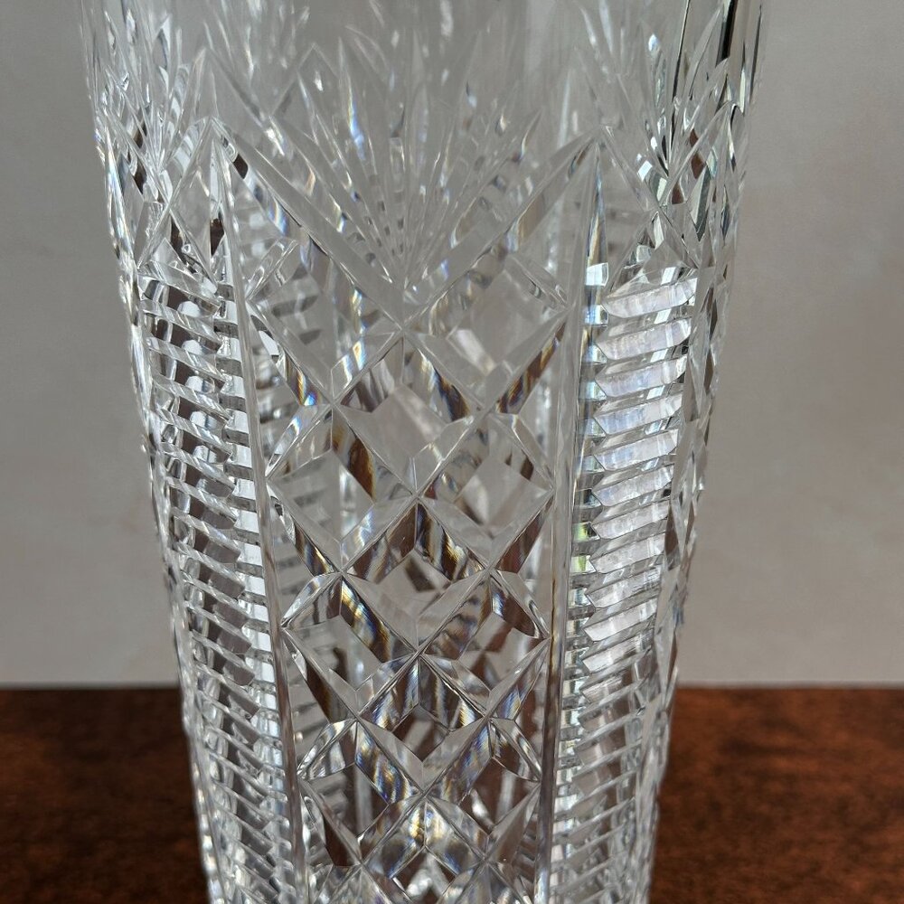 Waterford Crystal Vase "Clare" Diamond Cut Glass Vase Made in Ireland - Picture 10 of 10